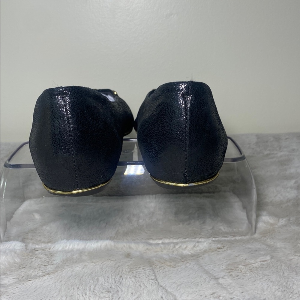Black and Gold Ballet Flats with Pointed Toe - Picture 3 of 9